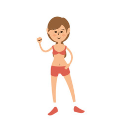 woman wearing sport clothes, cartoon icon over white background. fitness lifestyle concept. colorful design. vector illustration