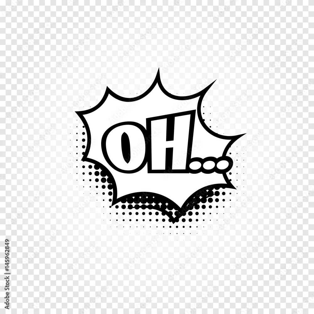 Poster isolated abstract black and white color comics speech balloon icon on checkered background, dialogue