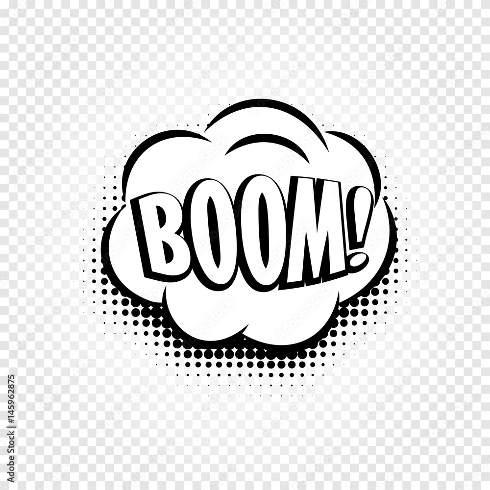 Poster isolated abstract black and white color comics speech balloon icon on checkered background, dialogue