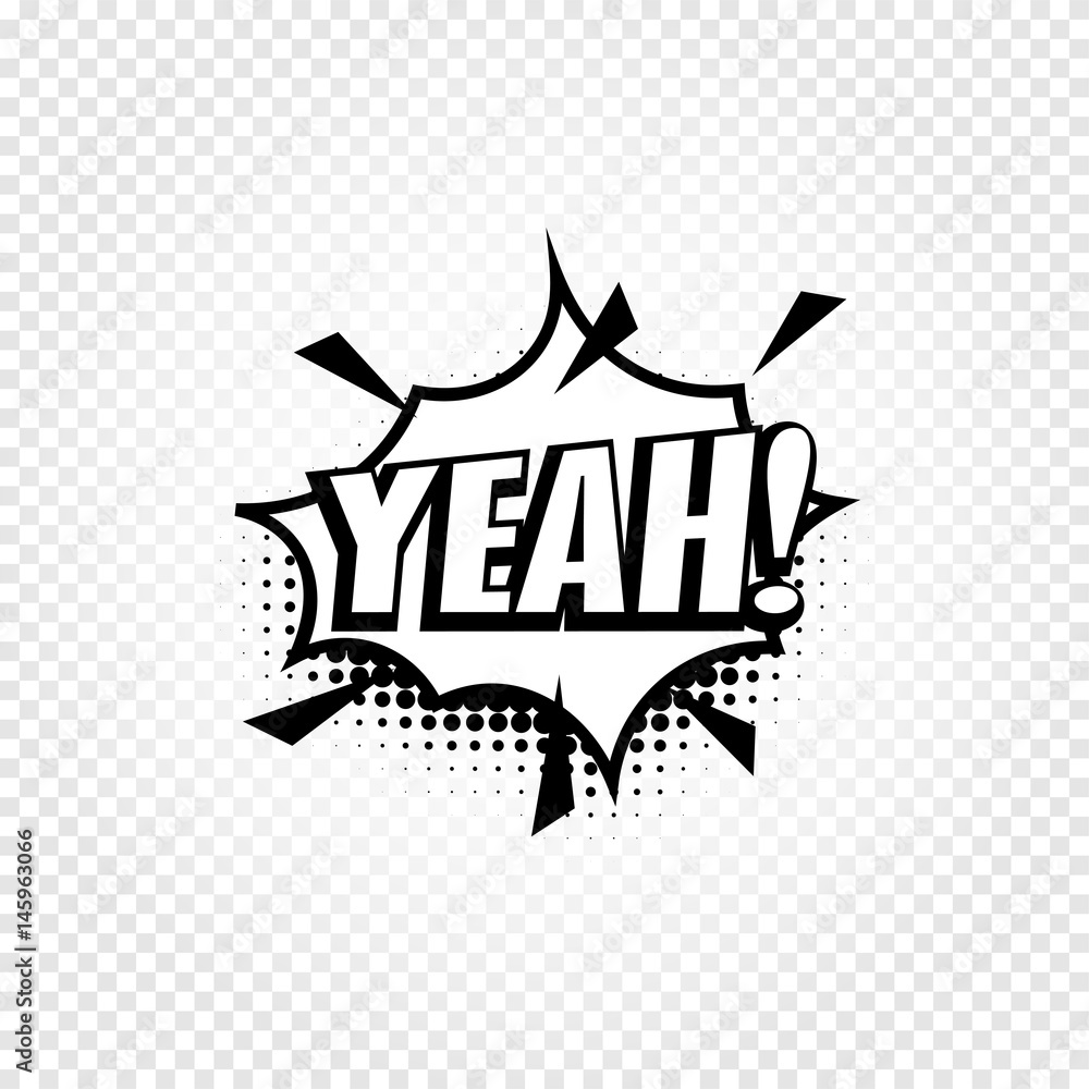 Poster isolated abstract black and white color comics speech balloon icon on checkered background, dialogue