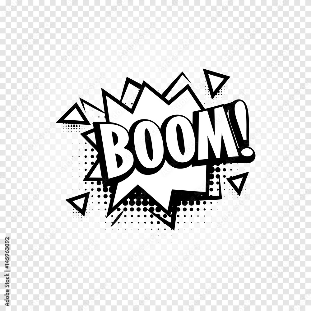 Poster isolated abstract black and white color comics speech balloon icon on checkered background, dialogue