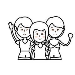 women wearing sport clothes, cartoon icon over white background. fitness lifestyle concept. vector illustration