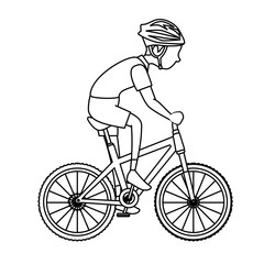 man riding bike icon over white background. vector illustration