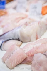 Foto auf Alu-Dibond Fresh monkfish fillet on ice for sale at market © GoodPics