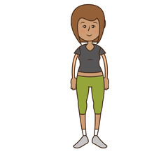 Fototapeta premium woman wearing sport clothes, cartoon icon over white background. fitness lifestyle concept. colorful design. vector illustration