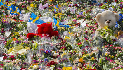 Floral Tributes in Stockholm, truck attack.