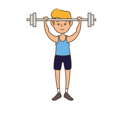 man, cartoon icon over white background. fitness lifestyle concept.  colorful design. vector illustration