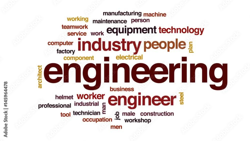 Poster engineering animated word cloud, text design animation.