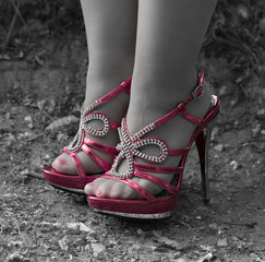 sexy red shoes and legs