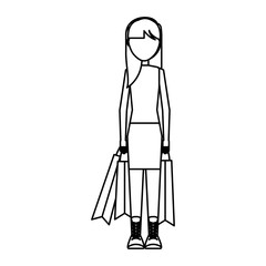 young woman with shopping bags vector illustration design
