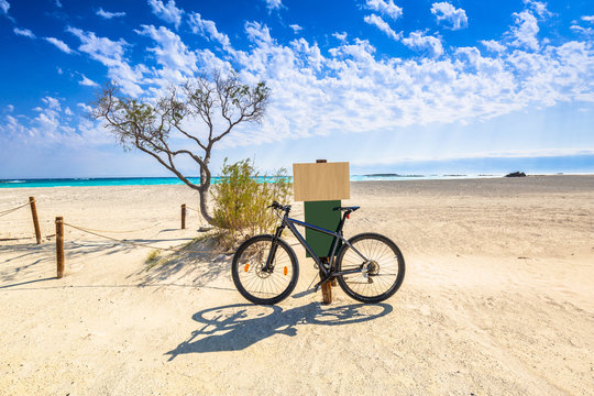 Bike at the Elafonissi beach on Crete, Greece;