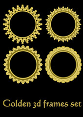 Circle golden frame set with 3d effect, gorgeous luxury metallic frames
