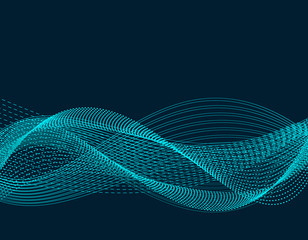 Light effects. Abstract discrete waves of blue neon color. Isolated on black background. illustration