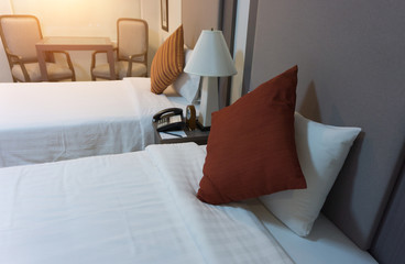 Bedroom design twin bed in hotel