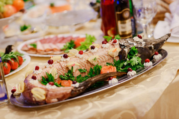 sturgeon served in restaurant