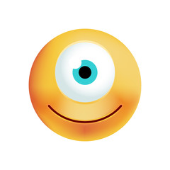 Cute Cyclops Emoticon on White Background. Isolated Vector Illustration 