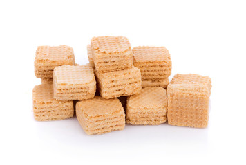 Milk wafers cubes isolated on white background
