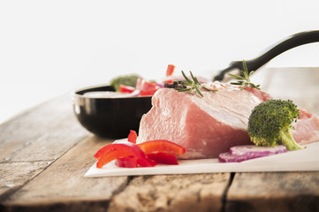 raw pork with vegetable