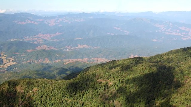View of the landscape from the top of the mountain, Doi Inthanon. The Kew Mae Pan Nature Trail in Doi Inthanon National Park, Chiang Mai province, Thailand.