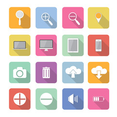 Set of vector interface elements icons in flat design
