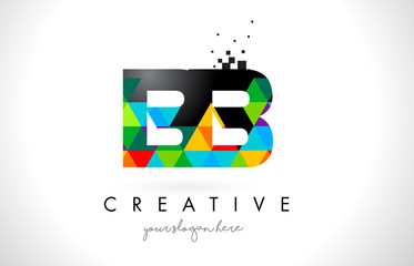 BB B B Letter Logo with Colorful Triangles Texture Design Vector.
