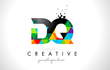 DQ D Q Letter Logo with Colorful Triangles Texture Design Vector.