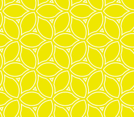 Seamless ornament with yellow lemons. Modern geometric pattern with repeating elements