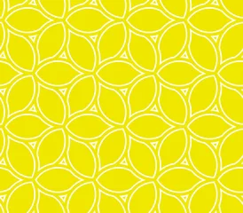 Wall murals Yellow Seamless ornament with yellow lemons. Modern geometric pattern with repeating elements