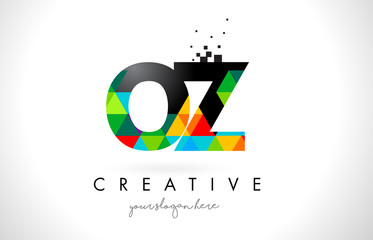 OZ O Z Letter Logo with Colorful Triangles Texture Design Vector.