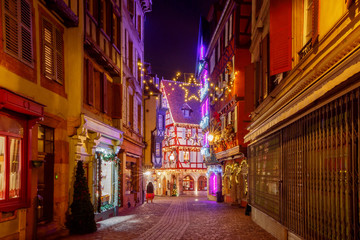 Fototapeta na wymiar French city Colmar on Christmas Eve.