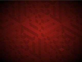 Vector squared pattern. Geometric texture in red color. Effect stylish tiles. 3d abstract dynamic background created of cubes.