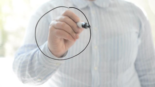 We draw the chart on glass.	We draw a marker.