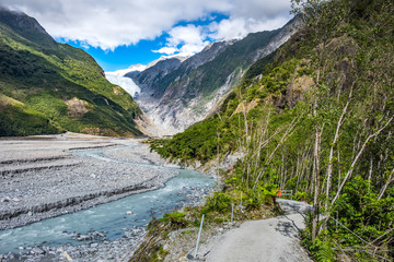 Fototapeta na wymiar Franz Josef Glacier, Located in Westland Tai Poutini National Park on the West Coast of New Zealand