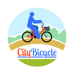 Symbol of abstract city bicycle ride. Vector illustration