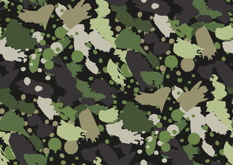 Camouflage seamless pattern. Woodland style. Vector