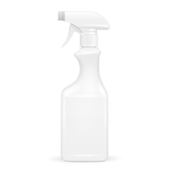 White Blank Spray Pistol Cleaner Plastic Bottle. Illustration Isolated On White Background. Mock Up Template Ready For Your Design. Vector EPS10