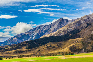 Mountain field and sky view from castle hill , New Zeaalnd