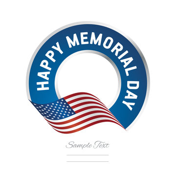 Memorial Day USA flag color label logo icon