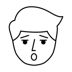young man expression face avatar character vector illustration design