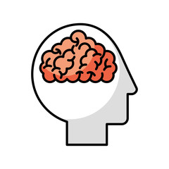 human head profile with brain vector illustration design