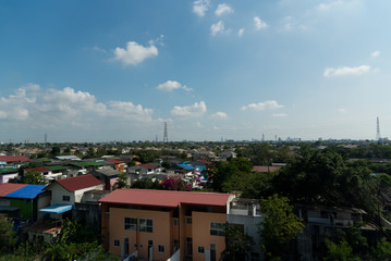 bird eye view rooftop of habitat for humanity under blue sky and cloud