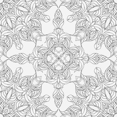 Fantasy monochrome  hand drawn pattern for coloring book, in doodle style, in square format