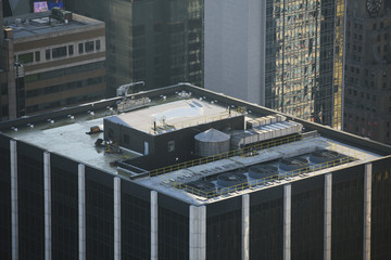 Air conditioning system on top of a skyscraper.