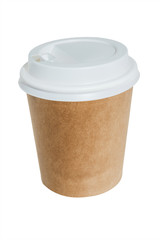 Disposable cup for coffee isolated on white background