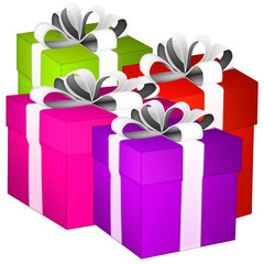 gift boxes. gift boxes with ribbons on white background