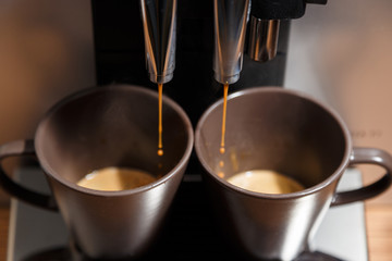 Making coffee with espresso machin