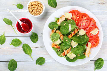 low calories spinach, grilled chicken salad