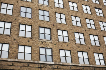 Brick facade with large windows