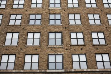 Brick facade with large windows