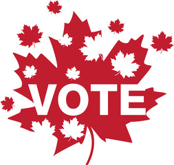 Canadian maple leaves with Vote